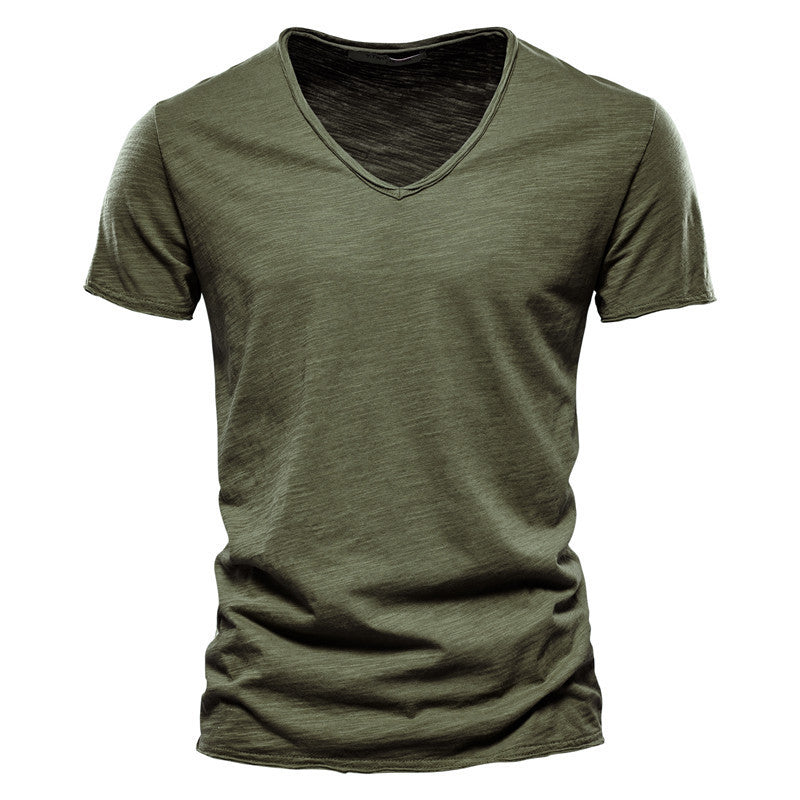 Valerio Slub-Cotton V-Neck Tee