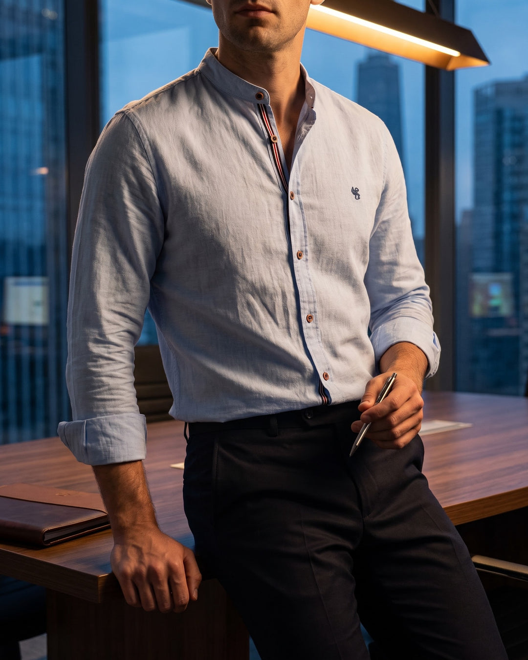 Ramiro Cotton Mandarin Collar Shirt