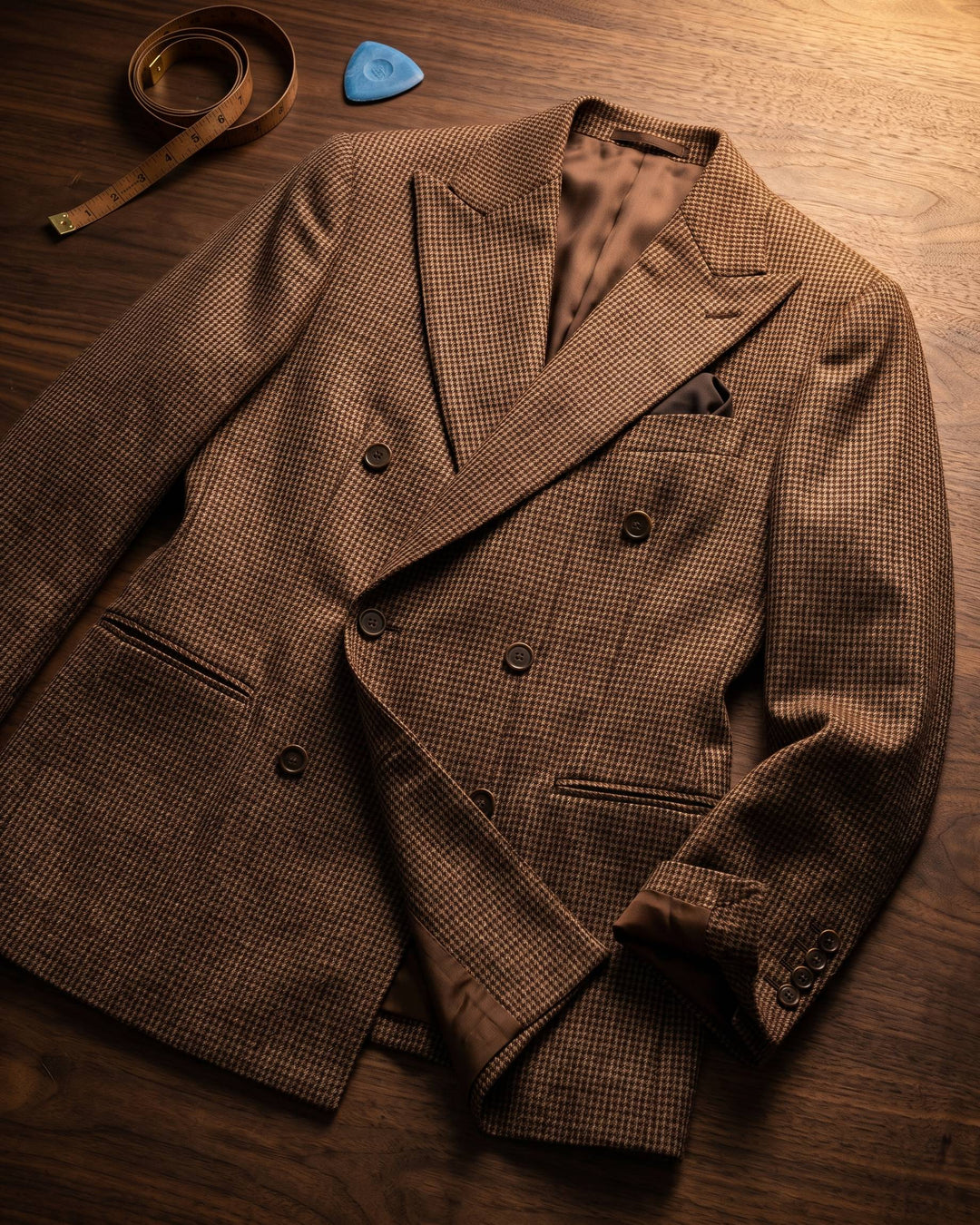 Simon Houndstooth Tweed Double-Breasted Blazer