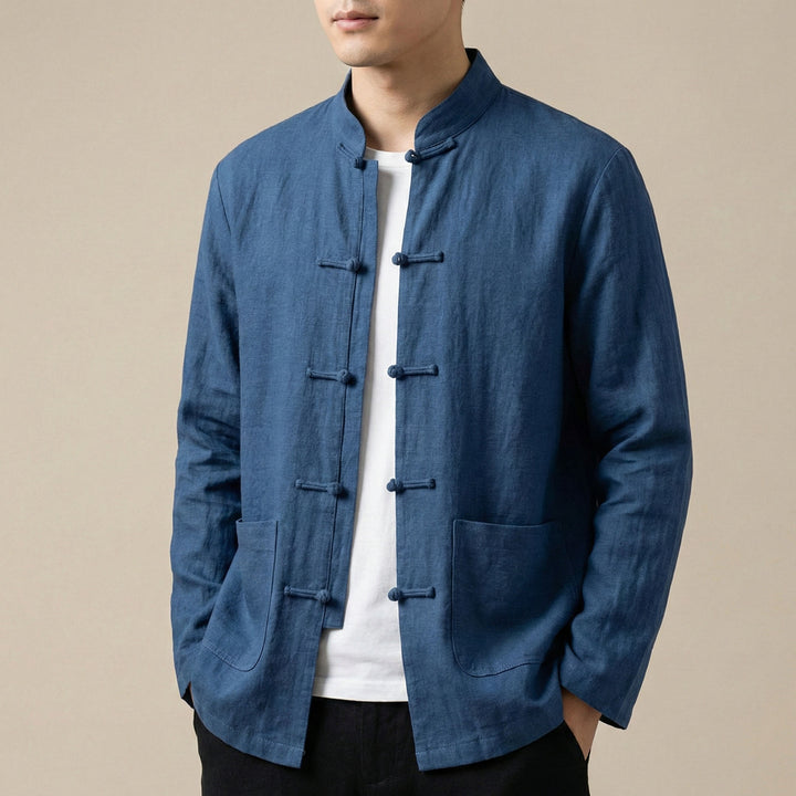 Domenico Linen-Blend Mandarin Jacket