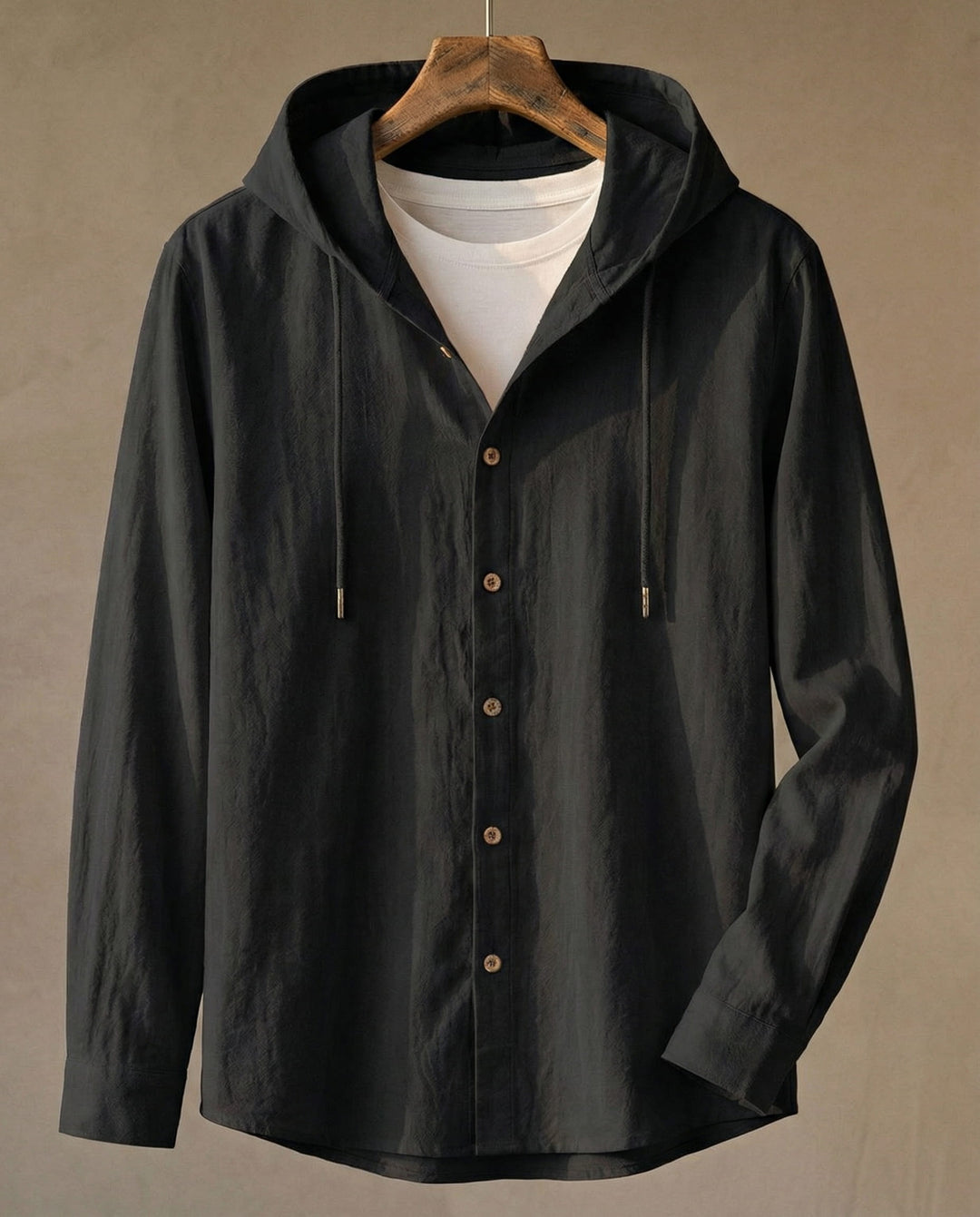 Elio Linen-Blend Hooded Shirt