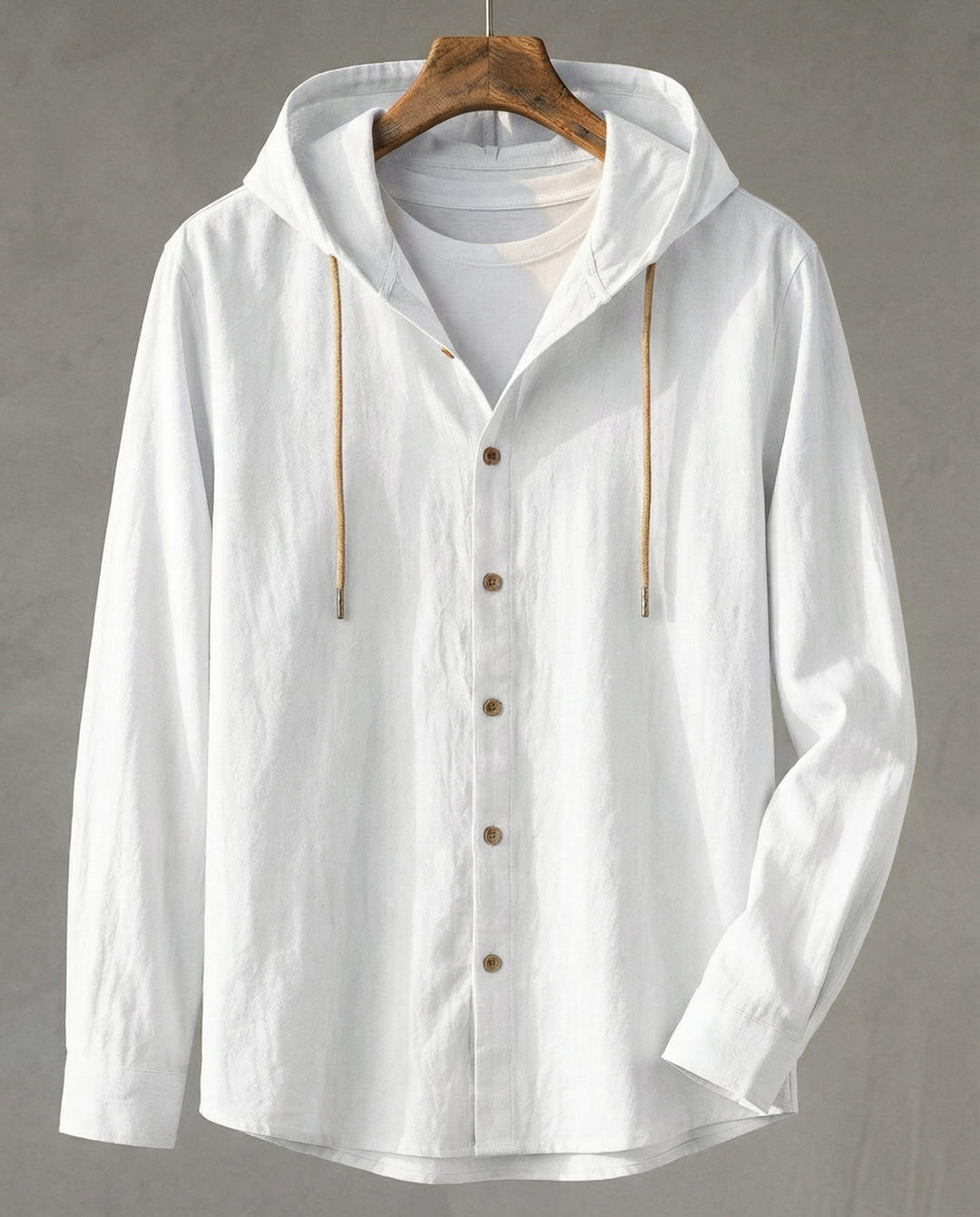 Elio Linen-Blend Hooded Shirt