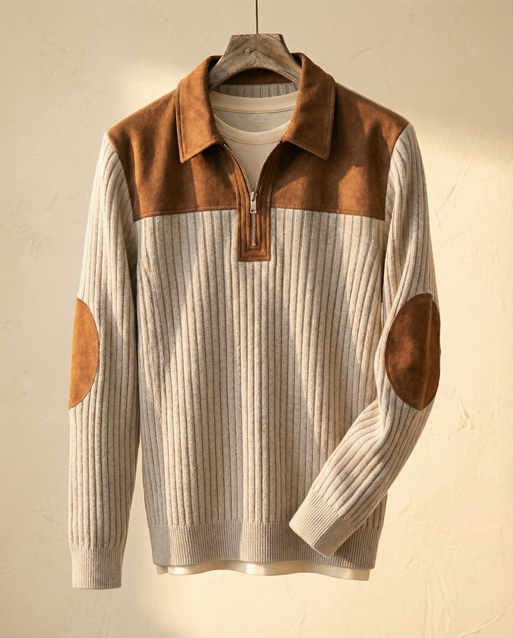 Lorenzo Cotton Rib-Knit Quarter-Zip