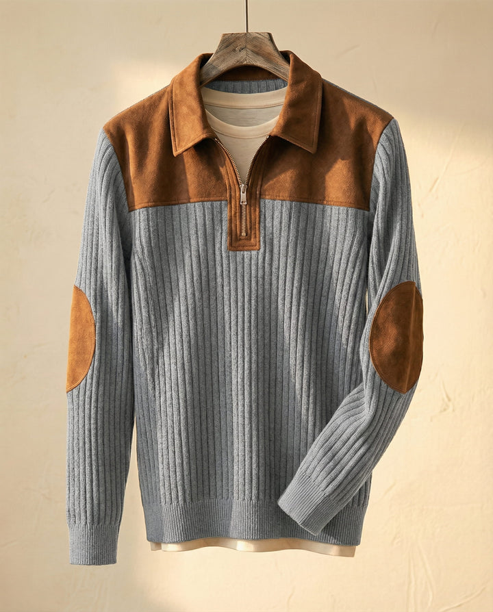 Lorenzo Cotton Rib-Knit Quarter-Zip