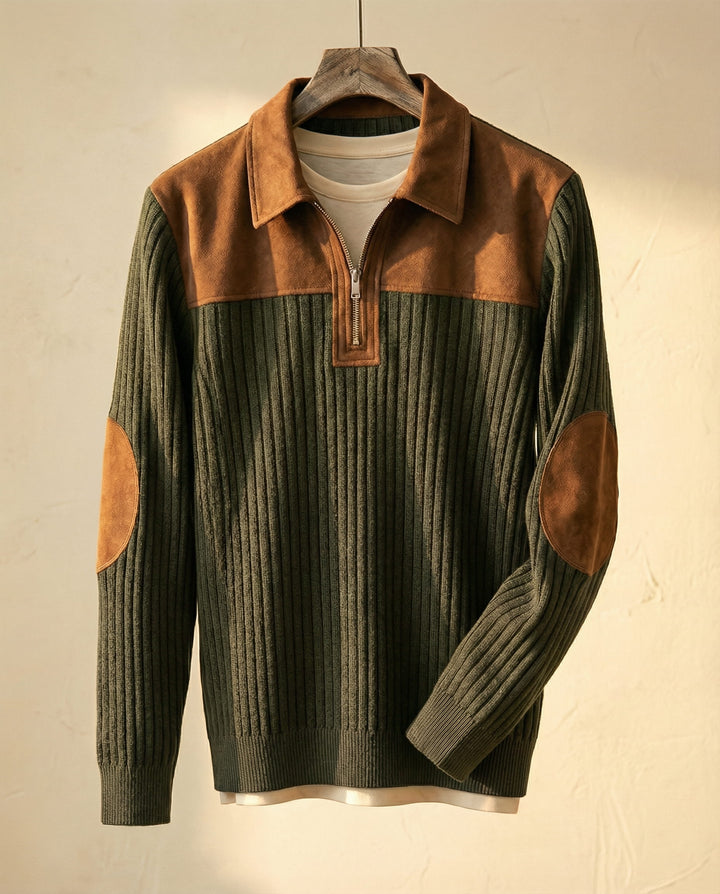 Lorenzo Cotton Rib-Knit Quarter-Zip