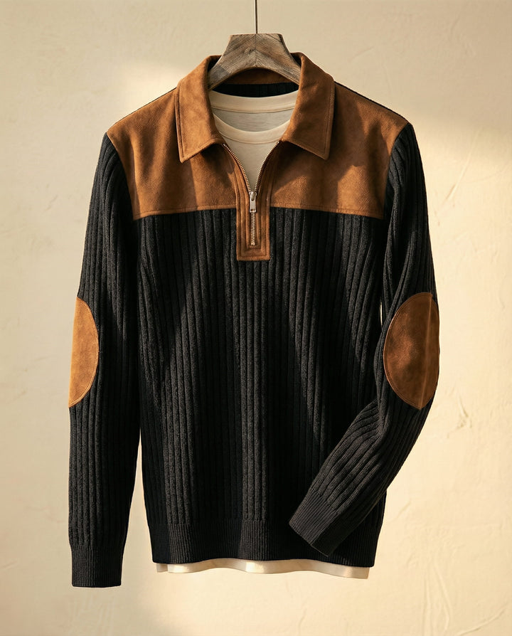 Lorenzo Cotton Rib-Knit Quarter-Zip