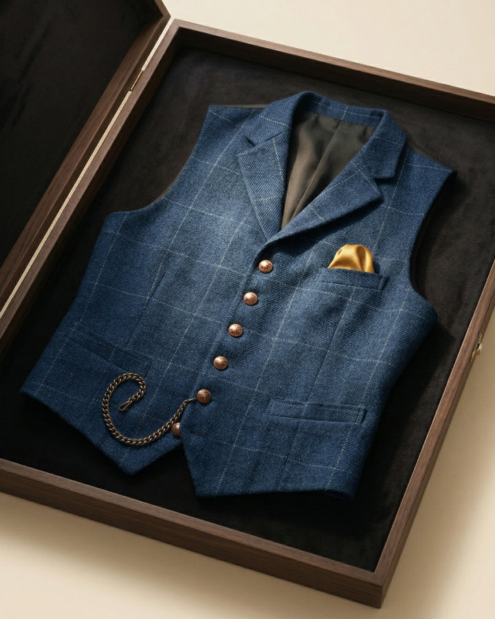 Tiziano Windowpane Lapel Vest