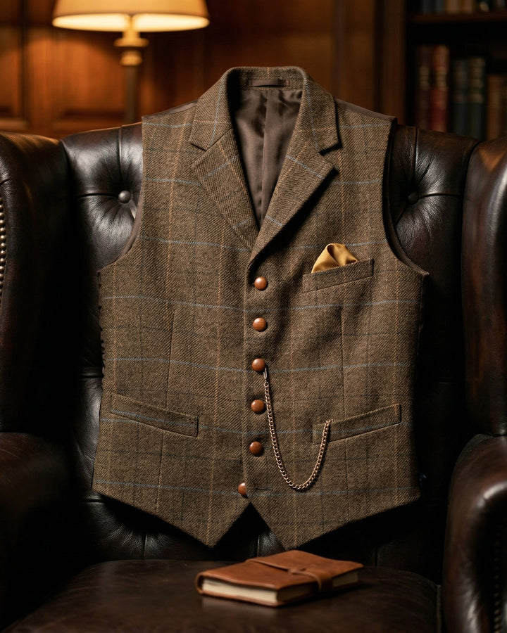 Tiziano Windowpane Lapel Vest
