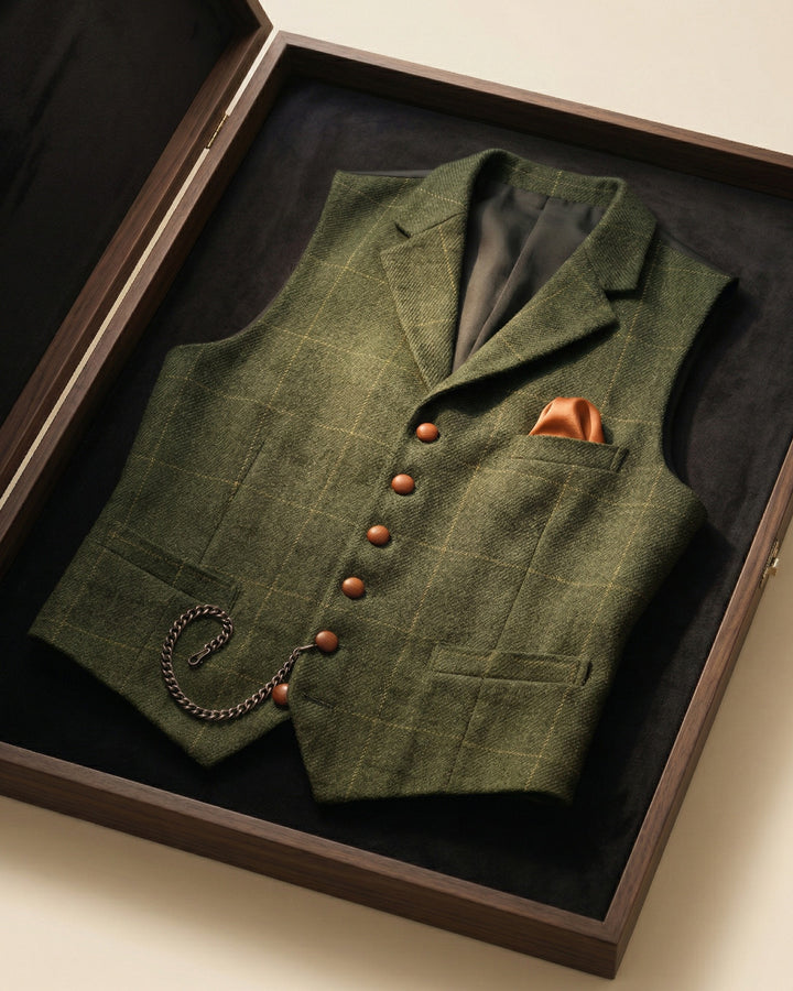 Tiziano Windowpane Lapel Vest