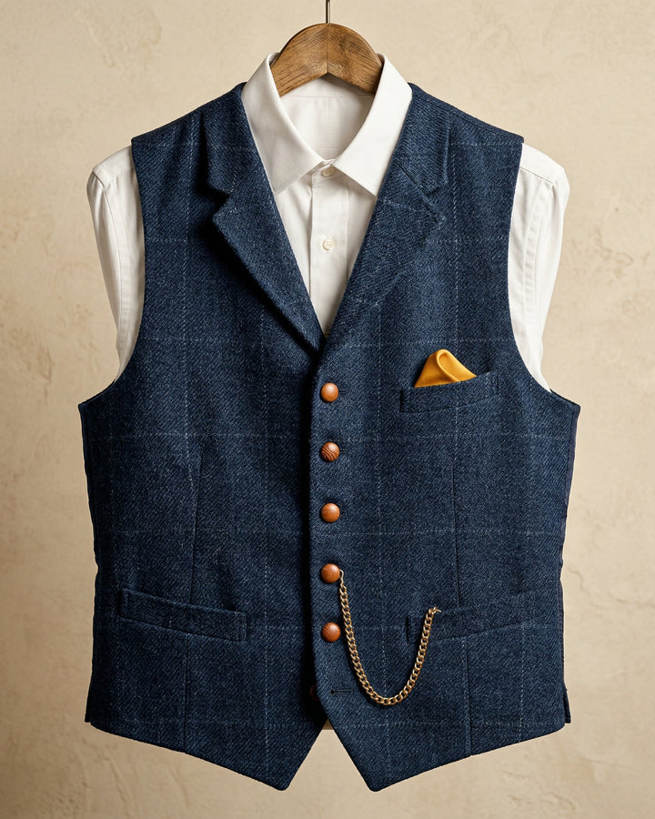 Tiziano Windowpane Lapel Vest
