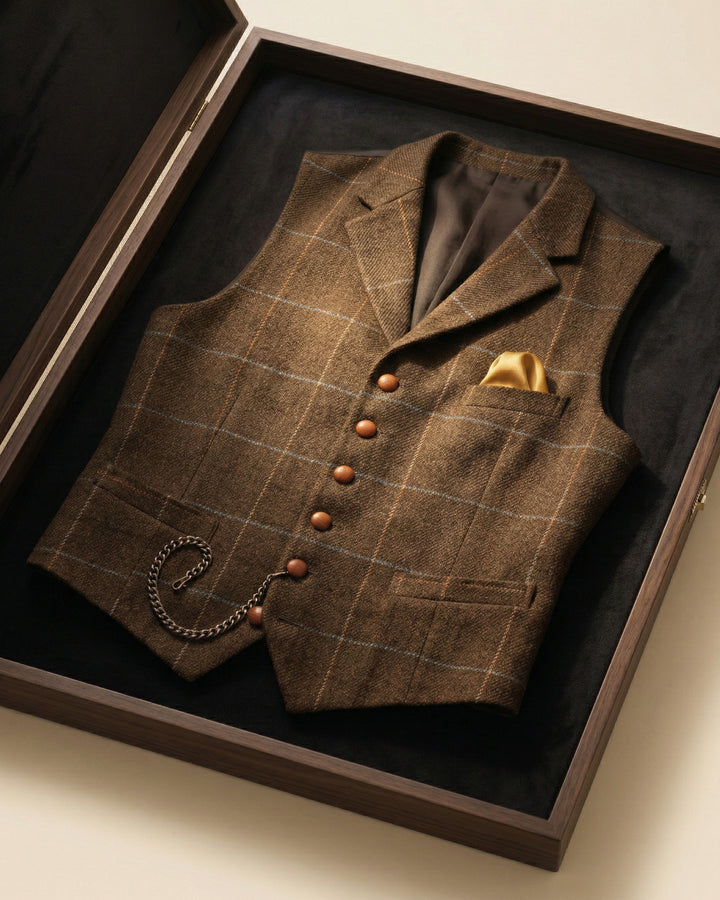 Tiziano Windowpane Lapel Vest
