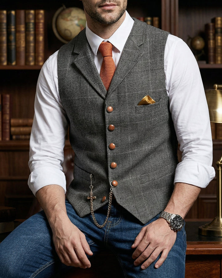 Tiziano Windowpane Lapel Vest