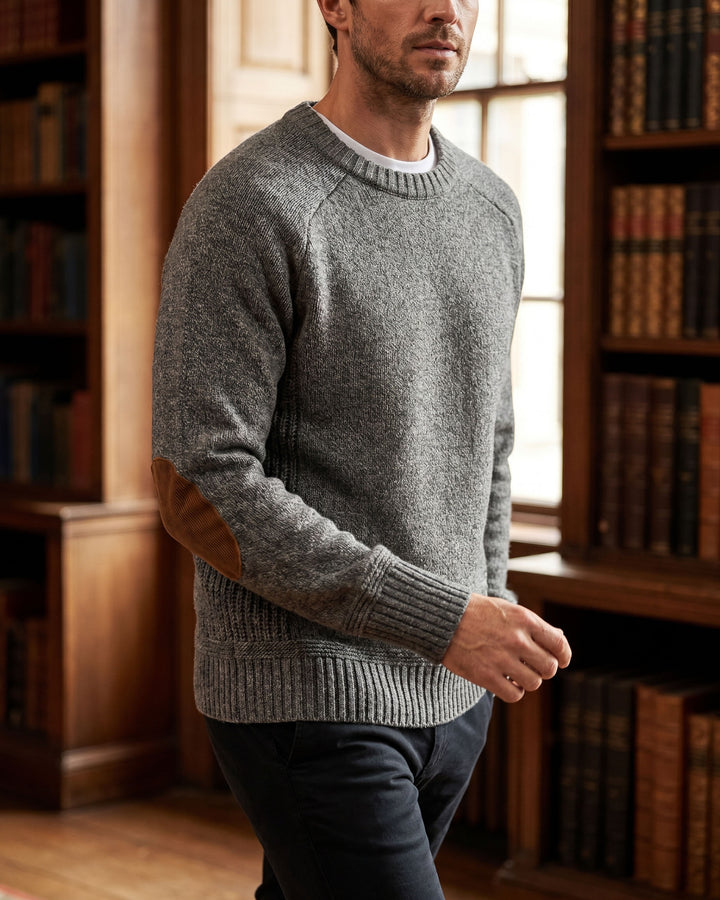 Massimo Elbow-Patch Crewneck Sweater