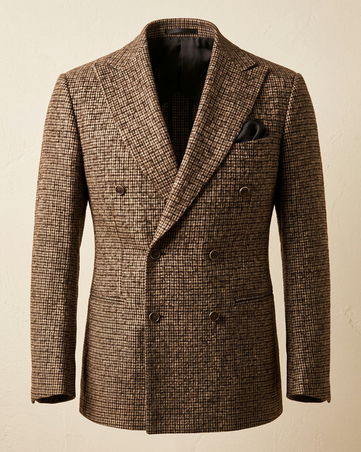 Simon Houndstooth Tweed Double-Breasted Blazer