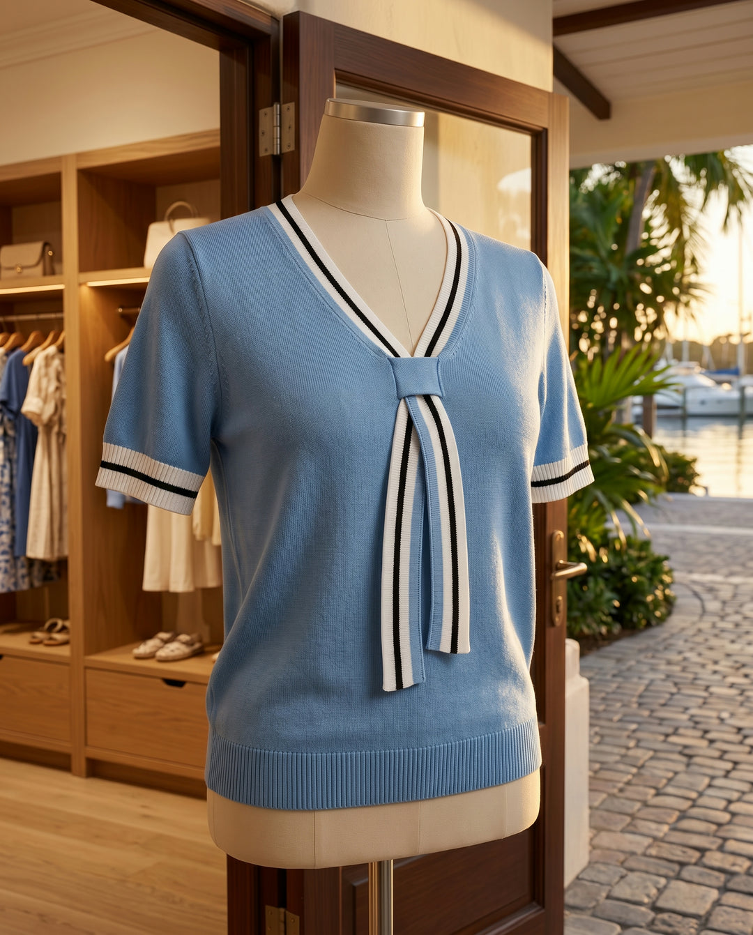 Mirella Tie-Neck Knit Top