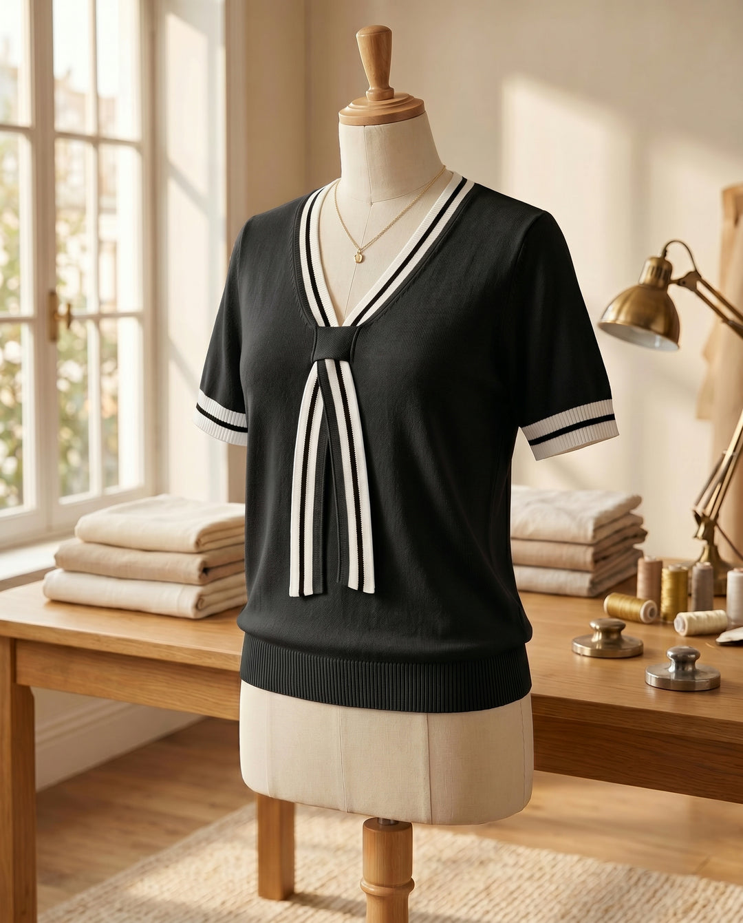 Mirella Tie-Neck Knit Top
