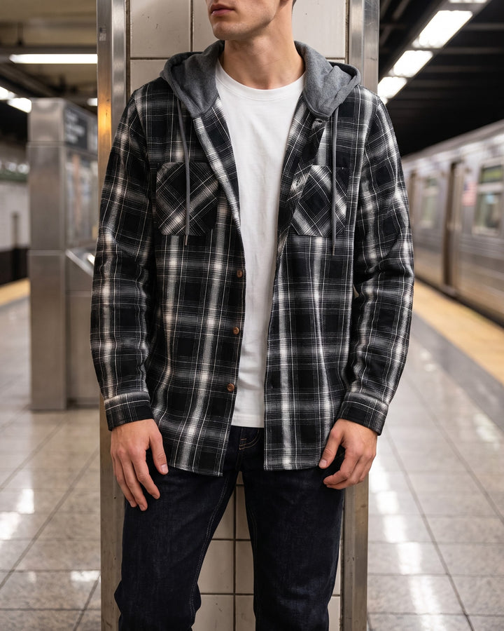 Pietro Hooded Flannel Overshirt
