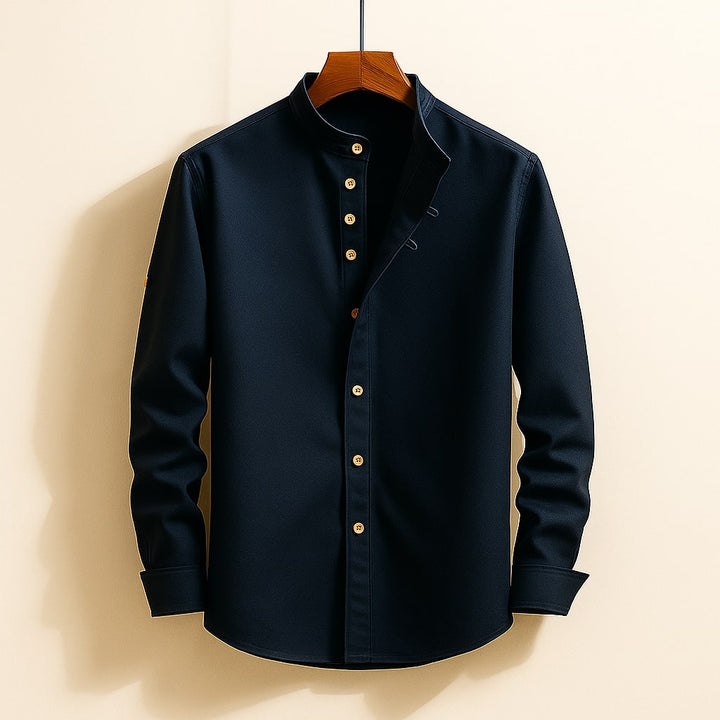 Lucas Linen Stand Collar Shirt