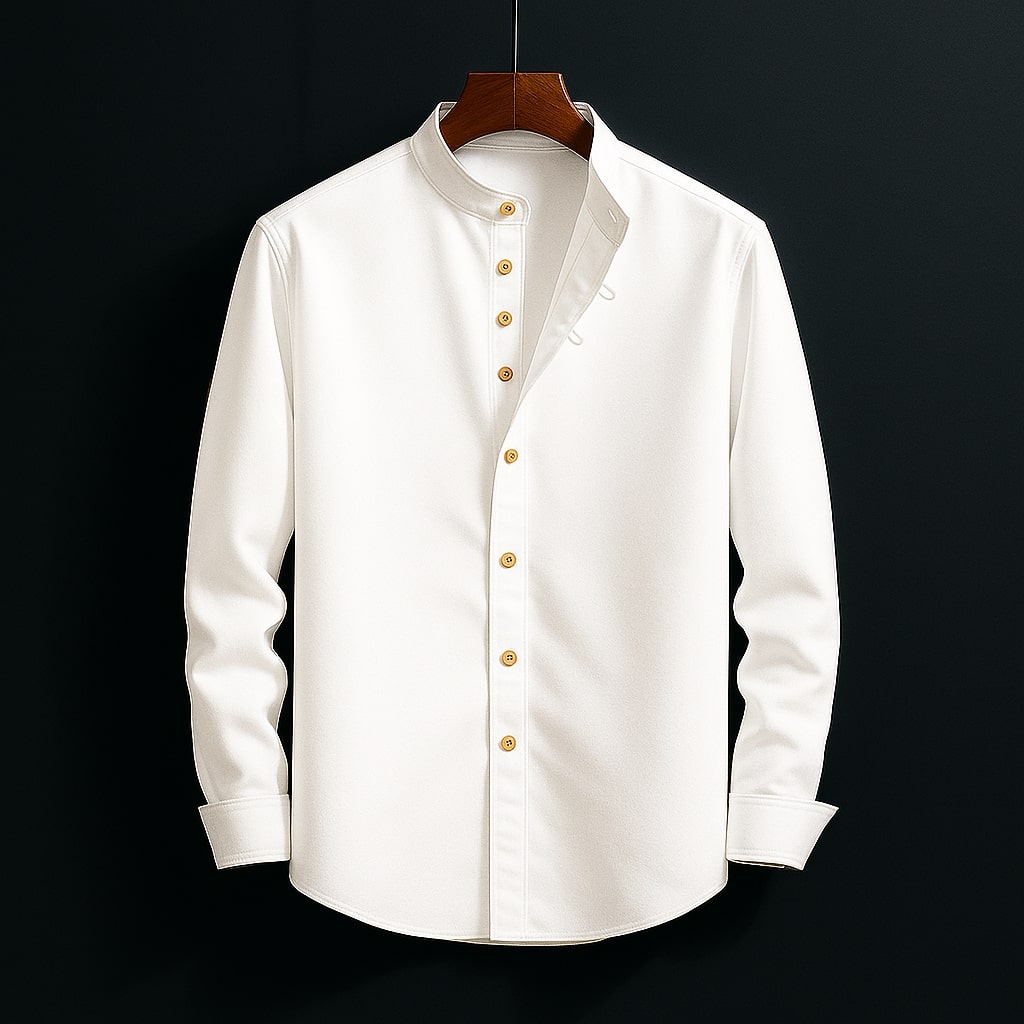 Lucas Linen Stand Collar Shirt