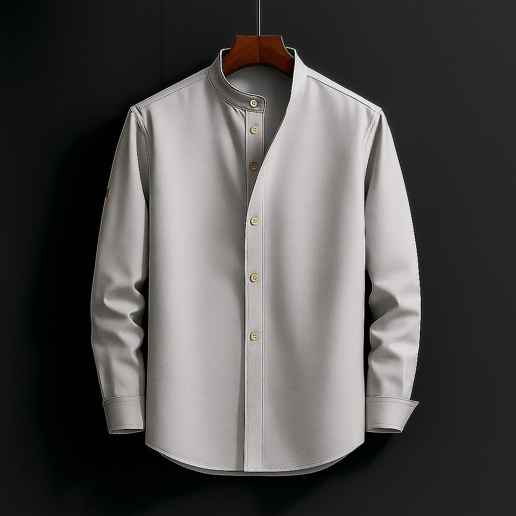 Lucas Linen Stand Collar Shirt