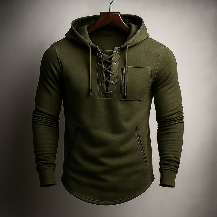 Dario Lace-Front Hooded Sweatshirt