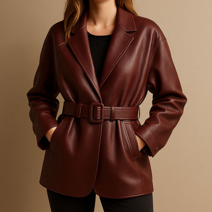 Valentina Leather Belted Jacket