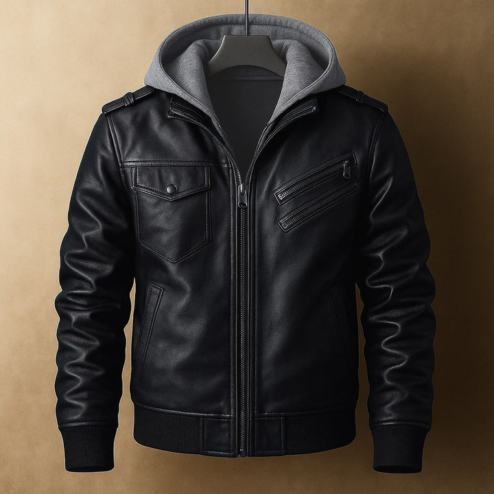 Leonardo Leather Hooded Jacket