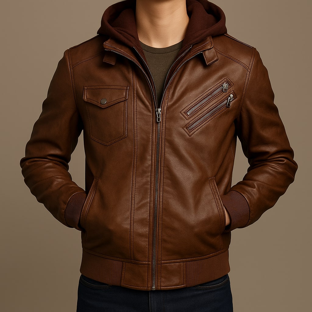Leonardo Leather Hooded Jacket