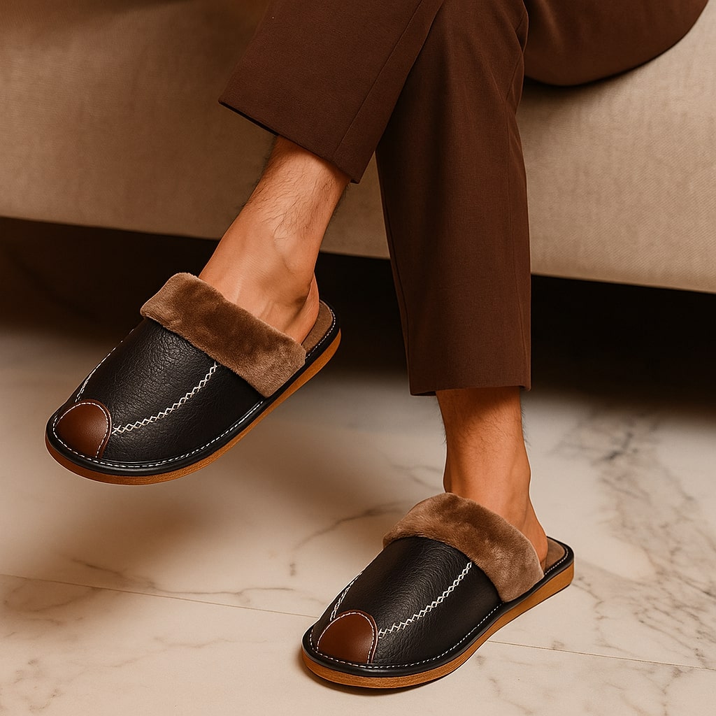 Fabian Leather House Slippers