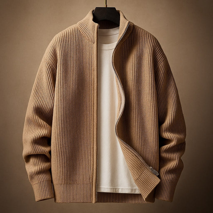 Marcello Ribbed Zip Cardigan