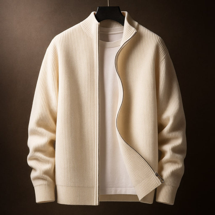 Marcello Ribbed Zip Cardigan