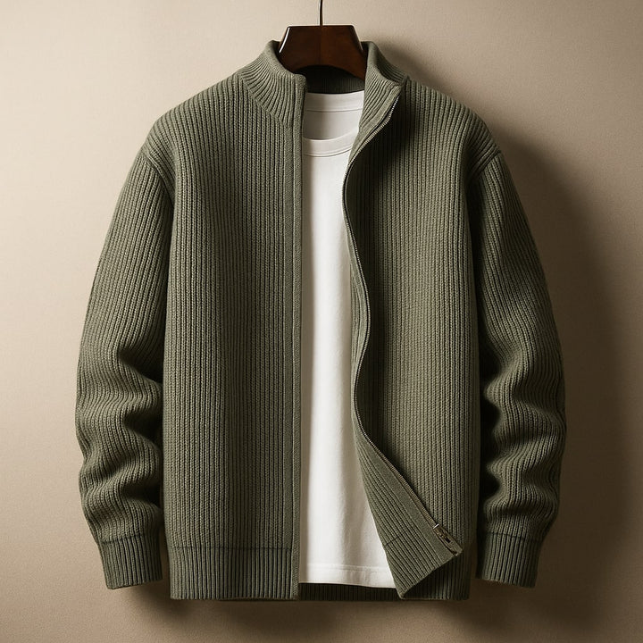 Marcello Ribbed Zip Cardigan