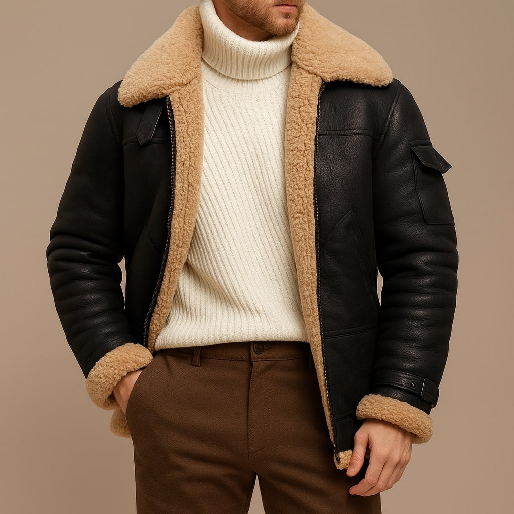 Sergio Shearling-Lined Leather Jacket