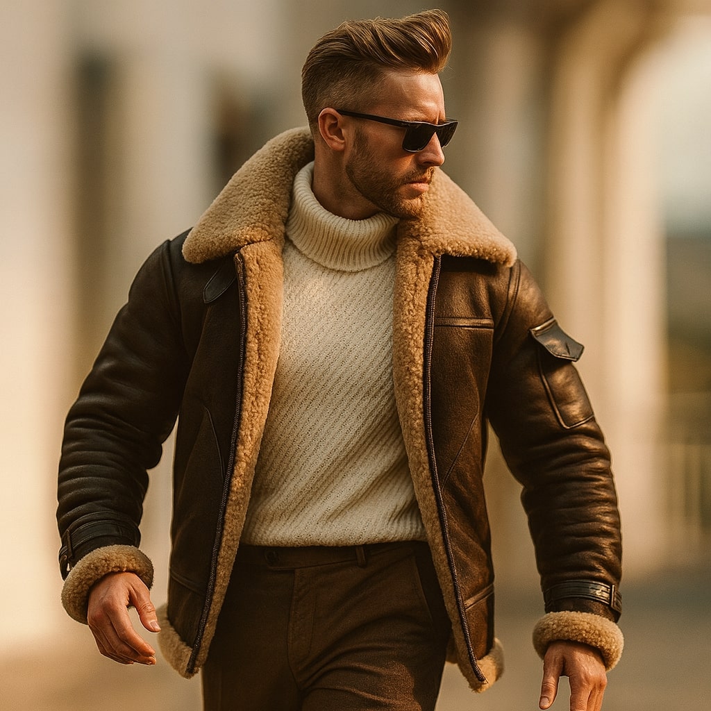 Sergio Shearling-Lined Leather Jacket