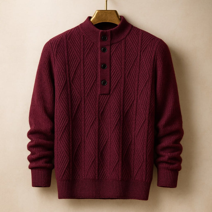 Lorenzo Button-Neck Knit Sweater