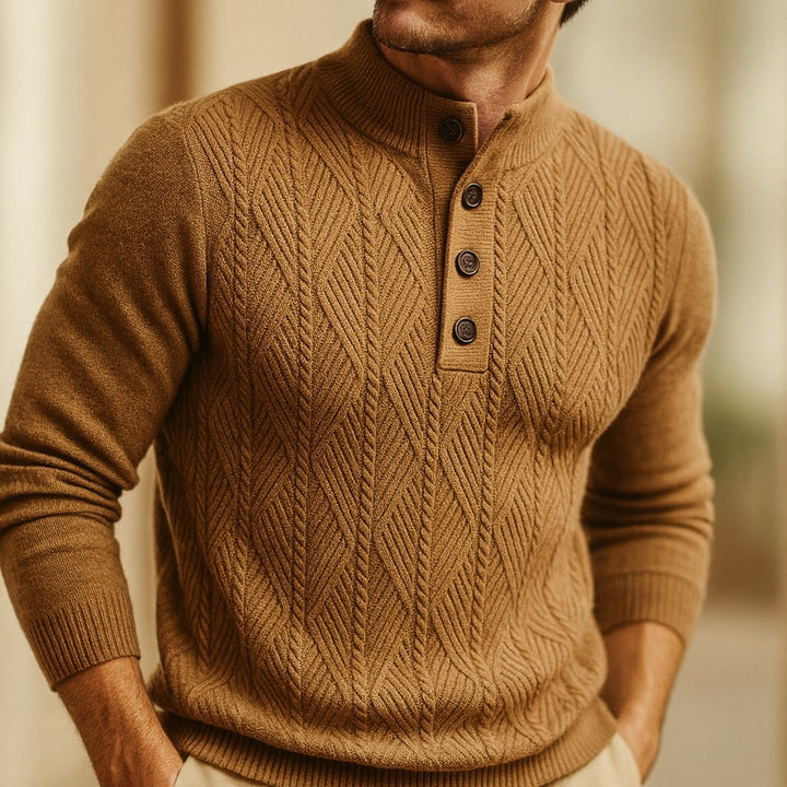 Lorenzo Button-Neck Knit Sweater