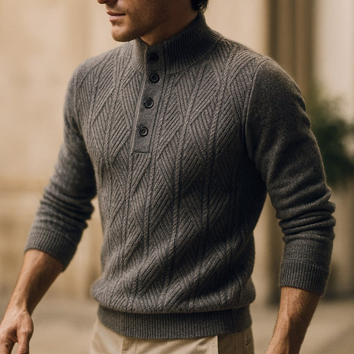 Lorenzo Button-Neck Knit Sweater
