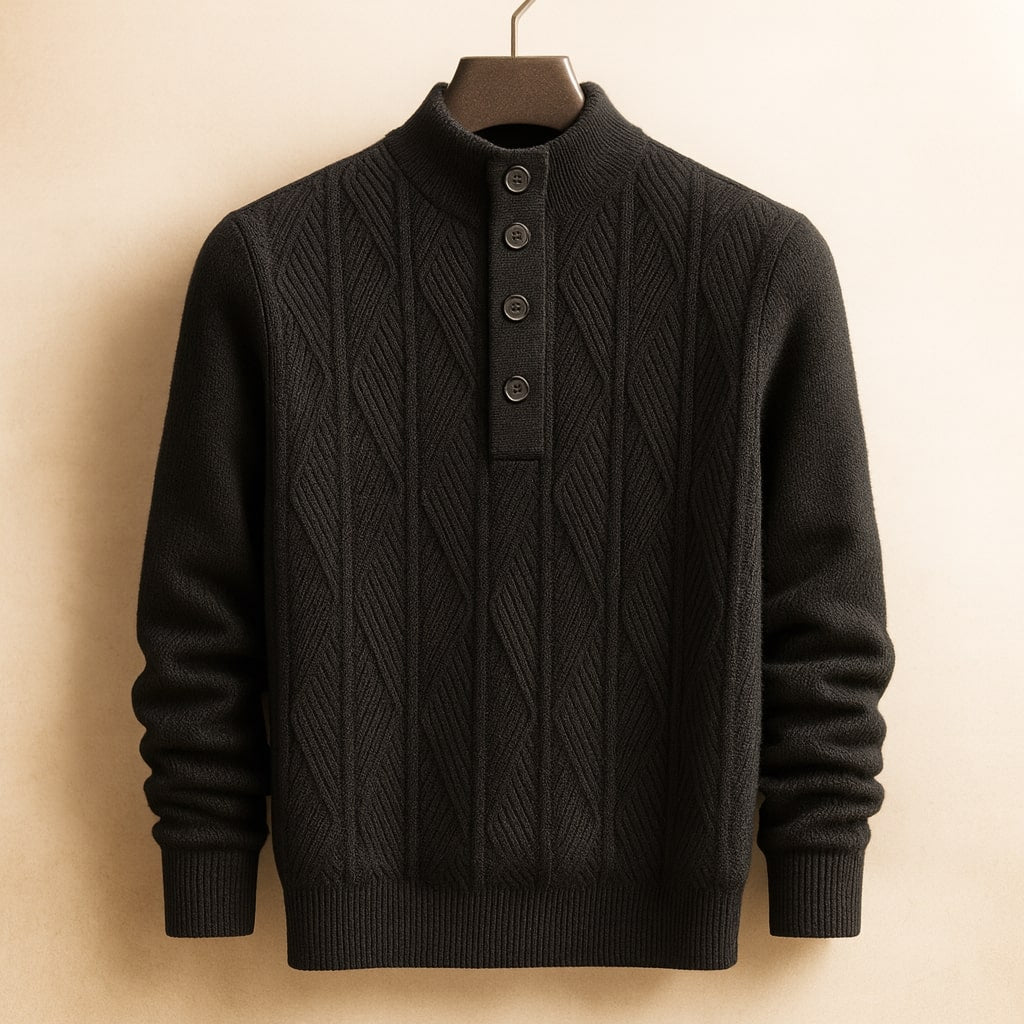 Lorenzo Button-Neck Knit Sweater