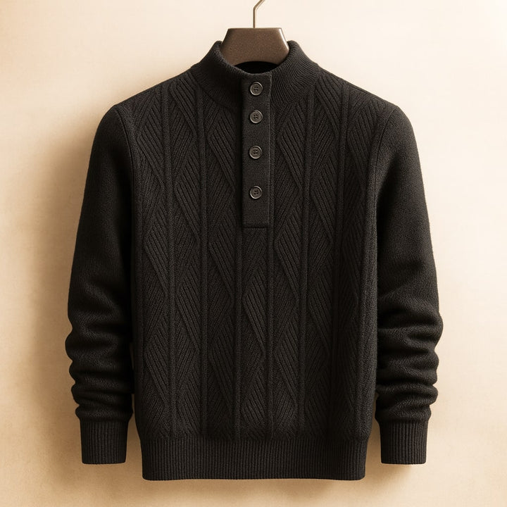 Lorenzo Button-Neck Knit Sweater