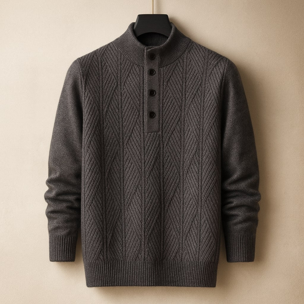 Lorenzo Button-Neck Knit Sweater