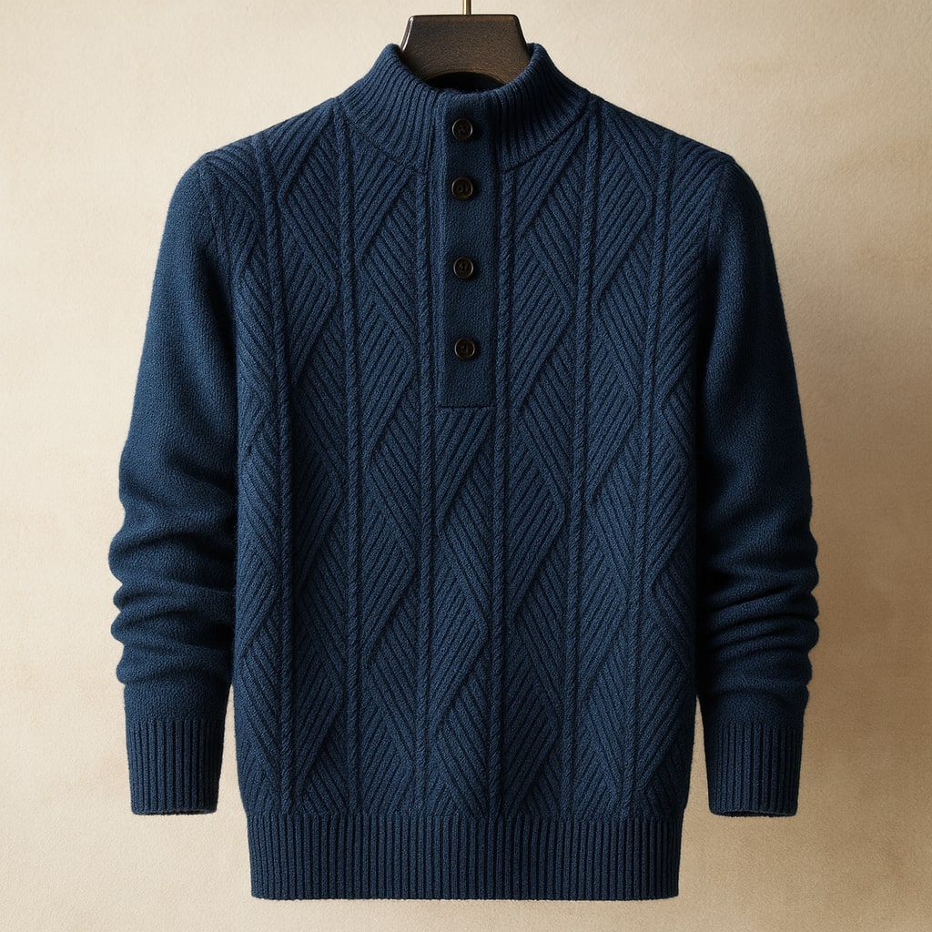 Lorenzo Button-Neck Knit Sweater