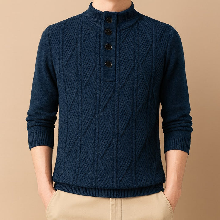 Lorenzo Button-Neck Knit Sweater