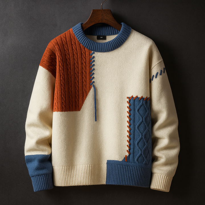 Adriano Mixed-Pattern Knit Sweater