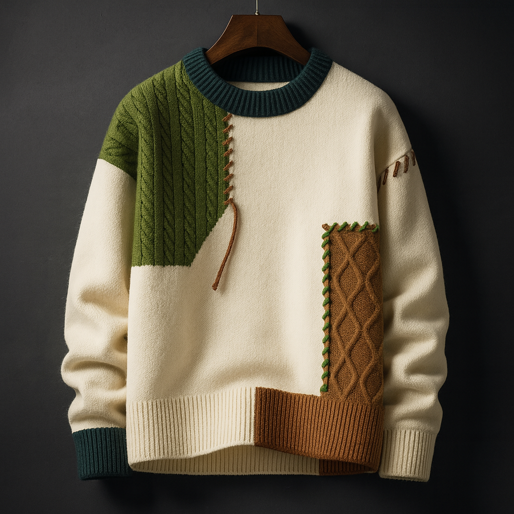 Adriano Mixed-Pattern Knit Sweater