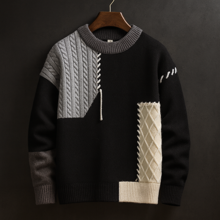 Adriano Mixed-Pattern Knit Sweater