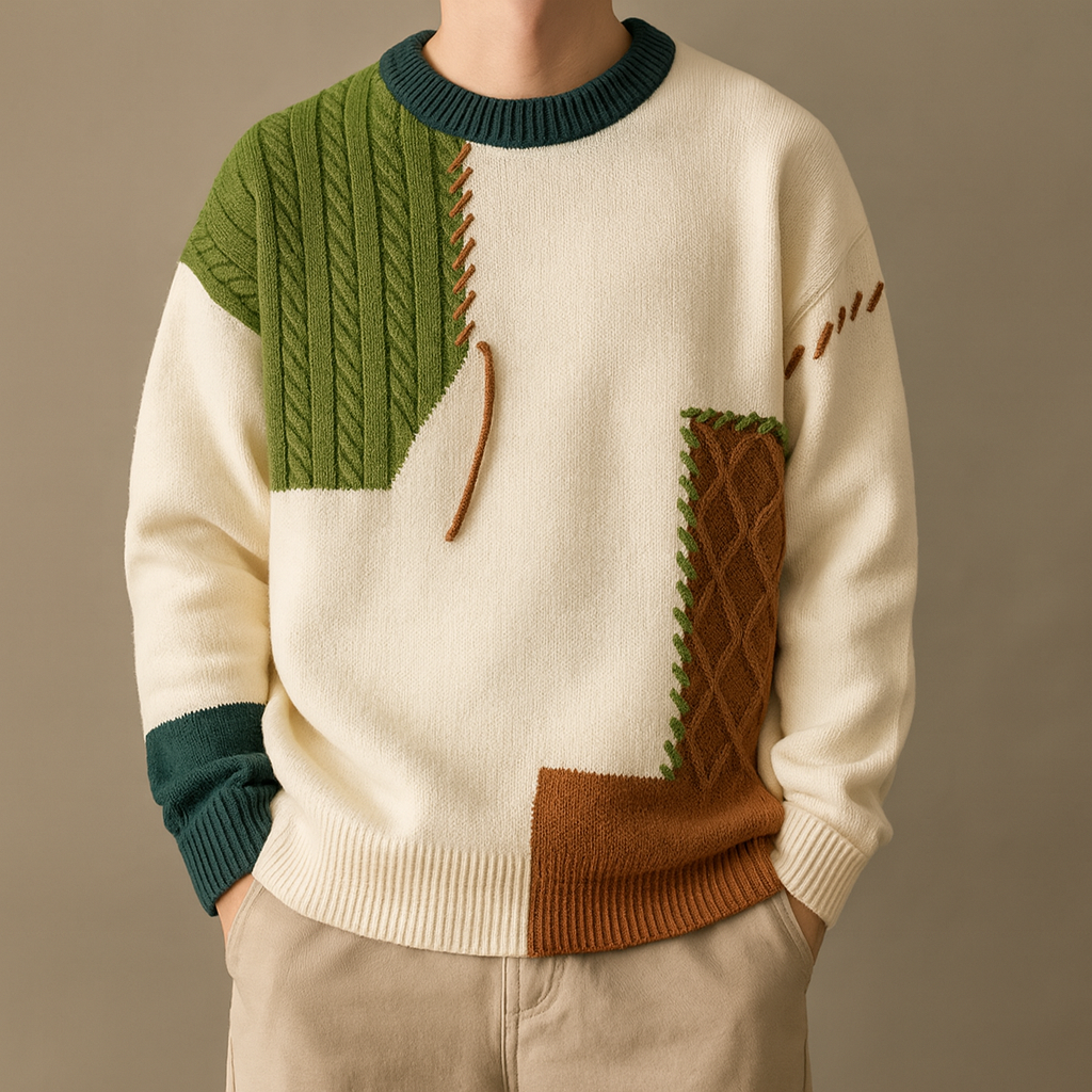 Adriano Mixed-Pattern Knit Sweater