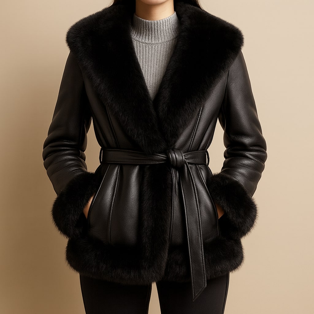 Valentina Fur-Trim Leather Jacket