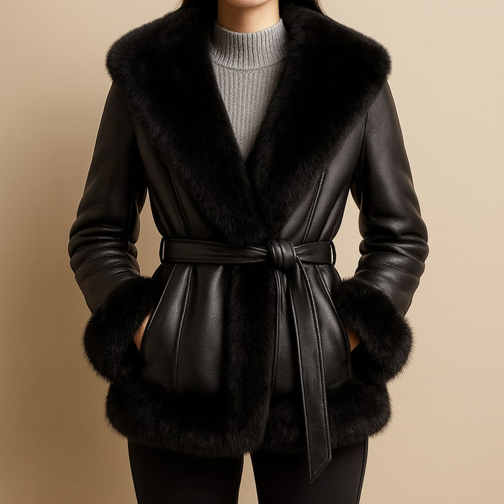 Valentina Fur-Trim Leather Jacket