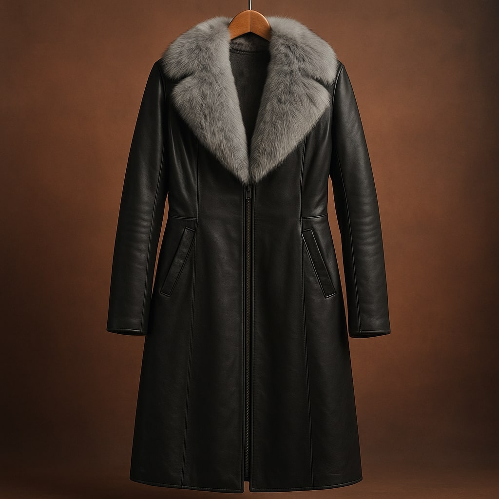 Vittoria Fur-Trim Leather Coat
