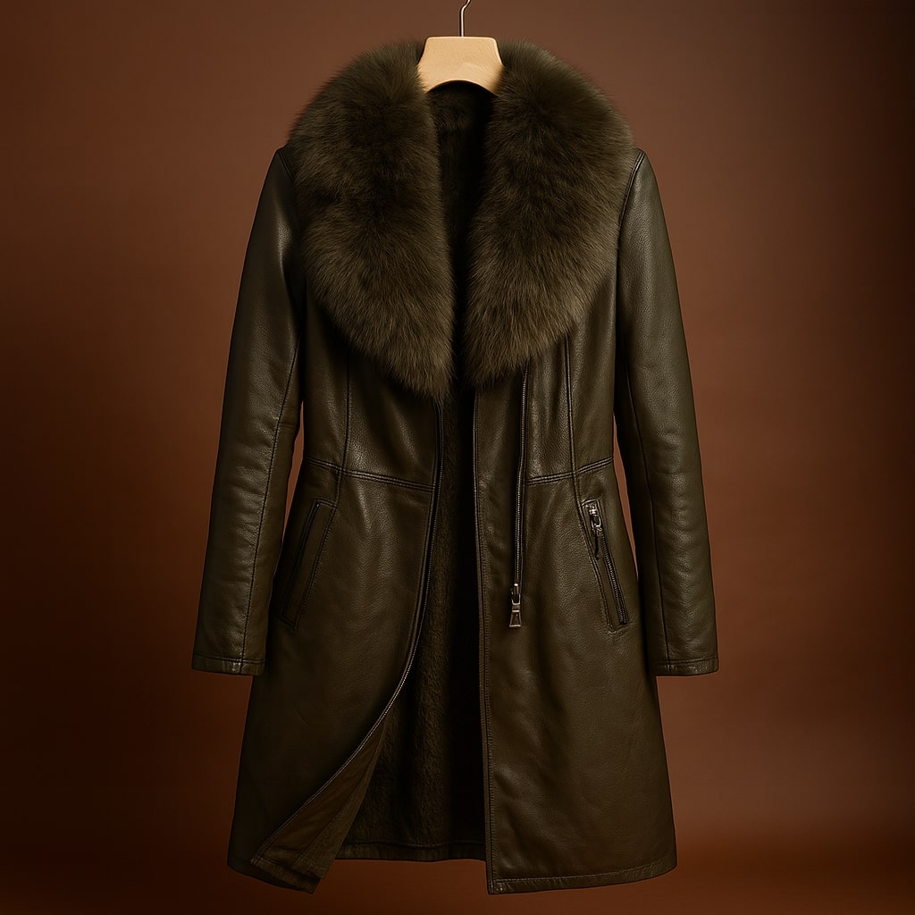 Vittoria Fur-Trim Leather Coat